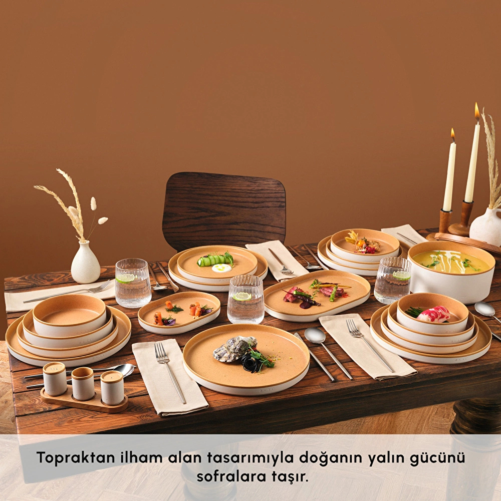 Karaca x TURK Fatih Tutak Red Carpet Earth Collection 57 Parça 12 Kişilik Yemek Takımı görseli 5