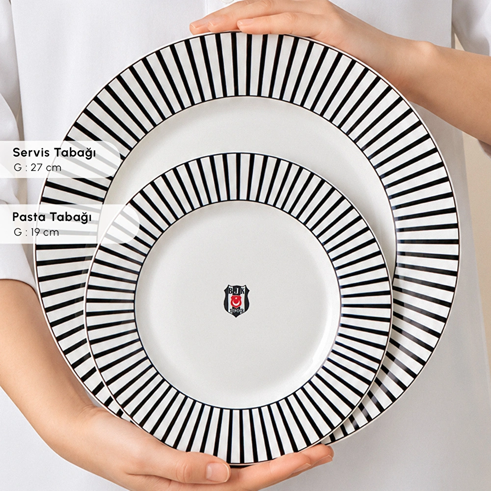 Karaca x Beşiktaş Lisanslı Forever Bone 60 Parça 8 Kişilik Yemek Takımı Platin görseli 5