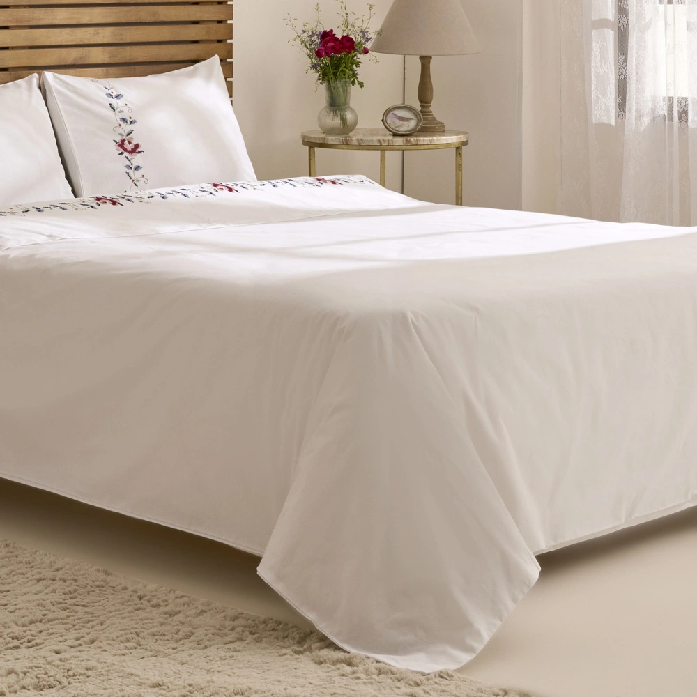 Karaca Home Miretta %100 Pamuk Kanaviçe Nakışlı Çift Kişilik Nevresim Takımı Beyaz görseli 3
