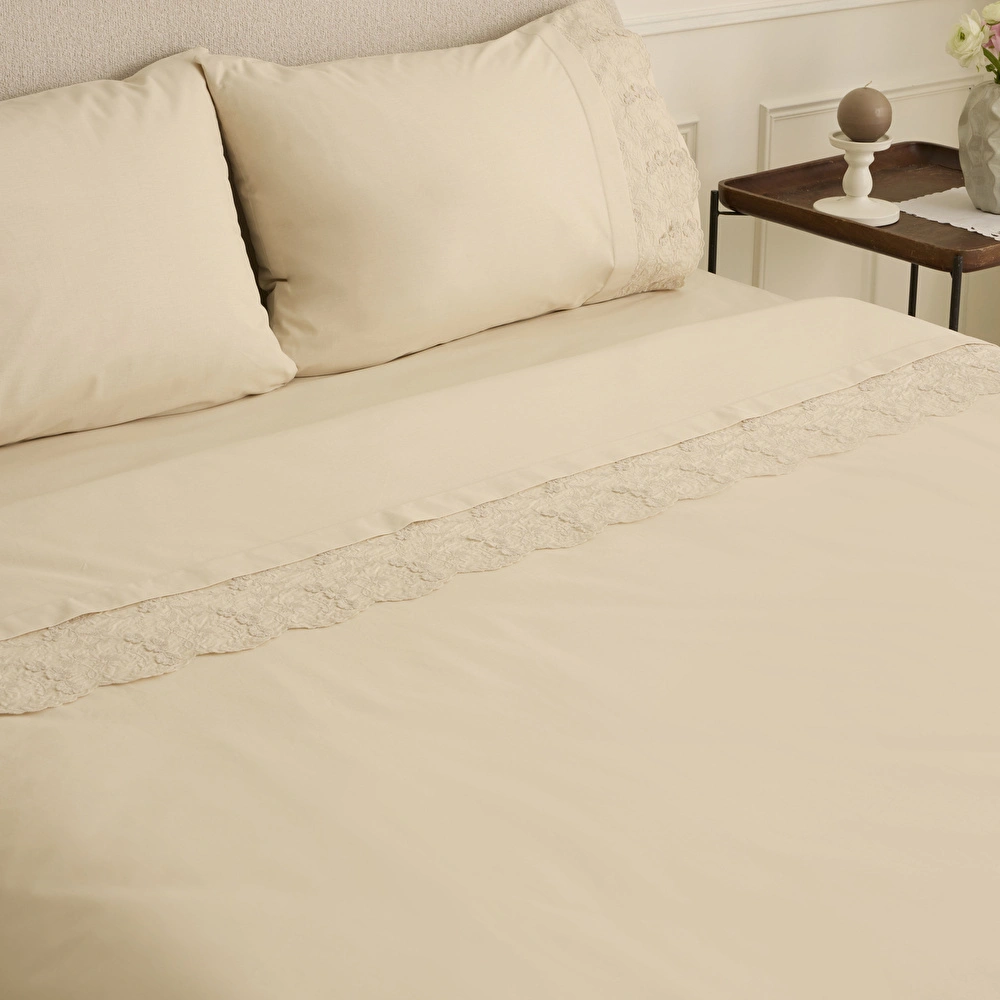 Karaca Home Luciana Brodeli Çift Kişilik Nevresim Takımı Bej görseli 5