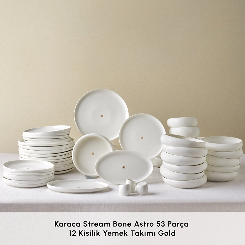 Karaca Stream Bone Astro Gold Logo 53 Parça 12 Kişilik Yemek Takımı görseli 3