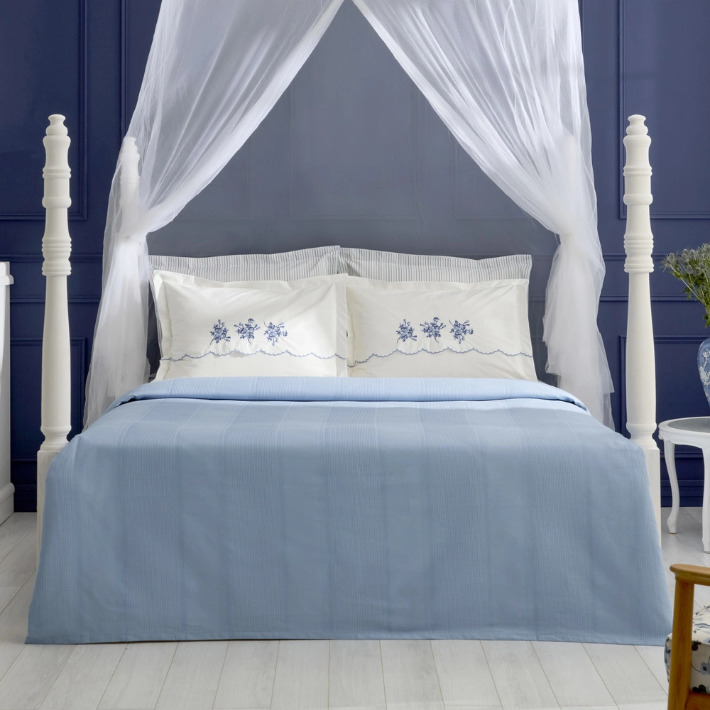 Karaca Home Virelle %100 Pamuk Nish Set Çift Kişilik Pike Takımı Mavi görseli 1