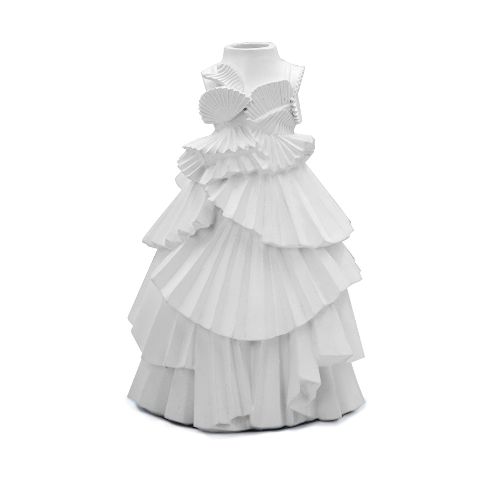 Baci Milano Atelier Bianca Beyaz Elbise Formunda İçi Cam Difüzör ve Vazo H. 21 cm görseli 3