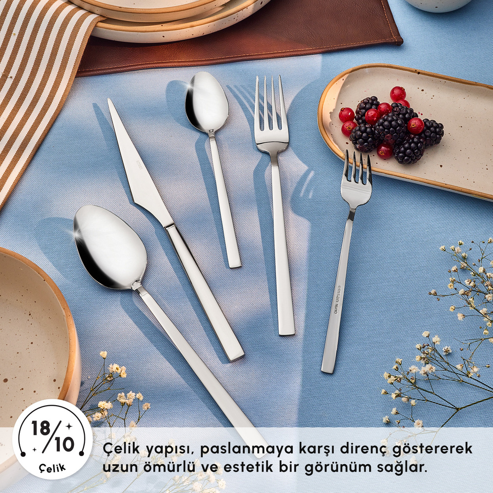 Emsan Paradiso Platin 12 Kişilik 60 Parça Çatal Kaşık Bıçak Takımı görseli 3