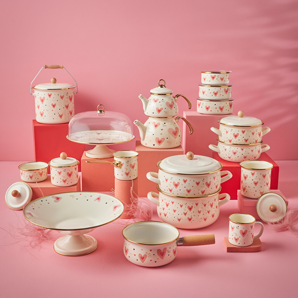 Karaca Pink Love Emaye Kek Fanusu 31 cm görseli 7