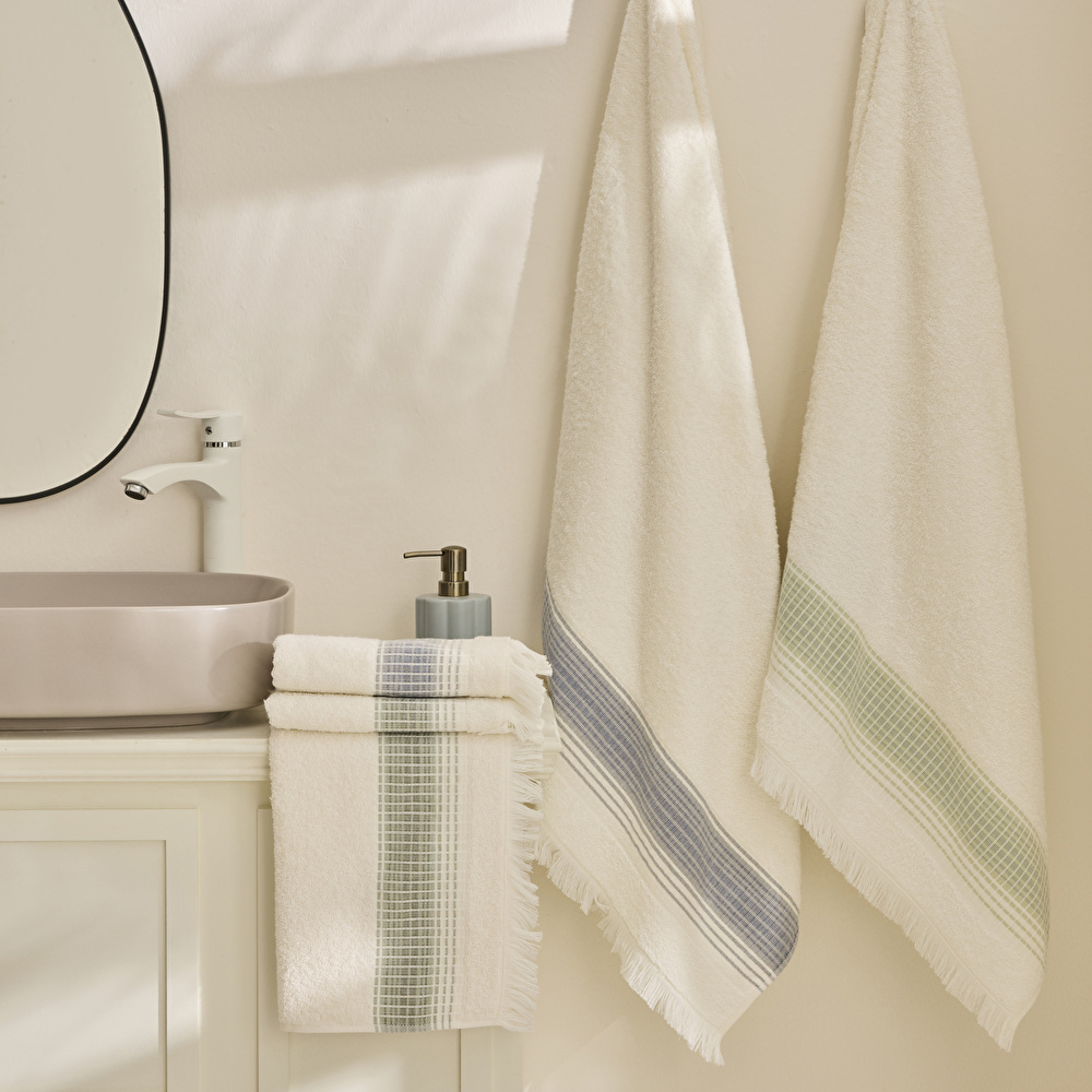 Karaca Home Soft Balance %100 Pamuk Hamam Seti 4 Parça Mavi-Yeşil görseli 1