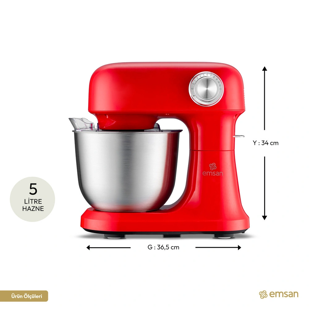 Emsan Bella Gusto Pro Stand Mikser Kırmızı 1500W görseli 2