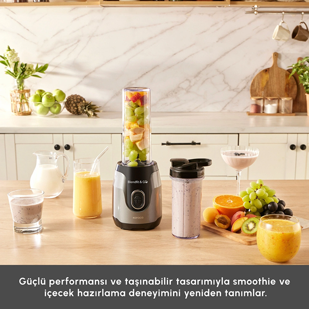 Karaca Blendfit Go Personal Kişisel Smoothie Blender Çift Hazne Antrasit 600ml & 400ml görseli 7