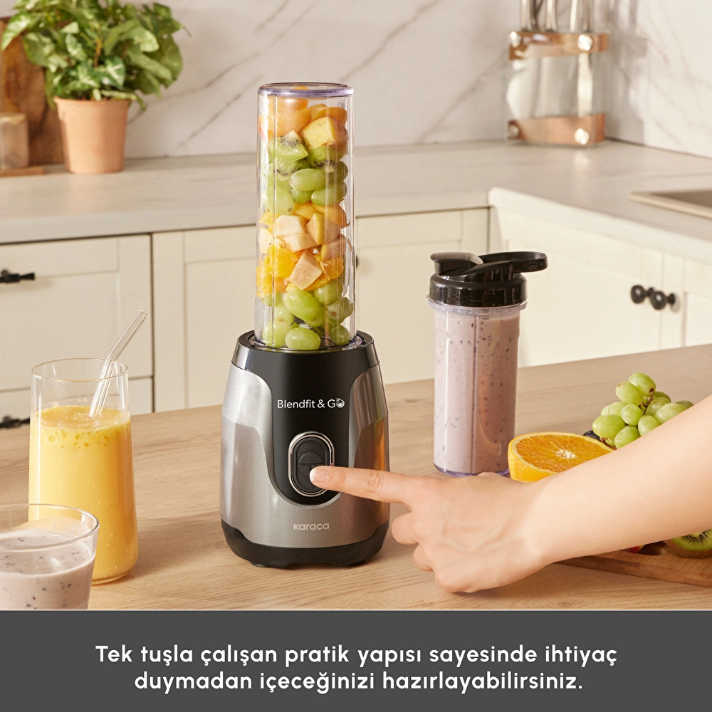 Karaca Blendfit Go Personal Kişisel Smoothie Blender Çift Hazne Antrasit 600ml & 400ml görseli 8