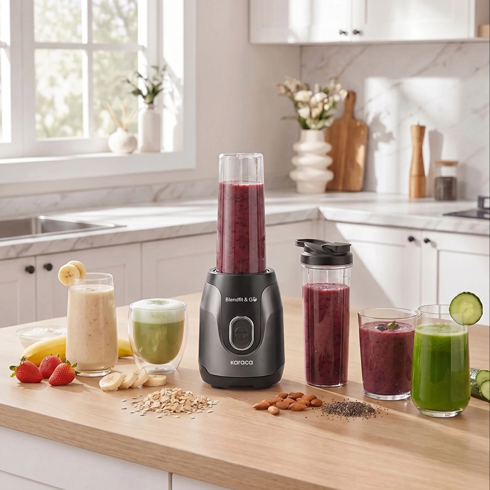 Karaca Blendfit Go Personal Kişisel Smoothie Blender Çift Hazne Antrasit 600ml & 400ml görseli 1