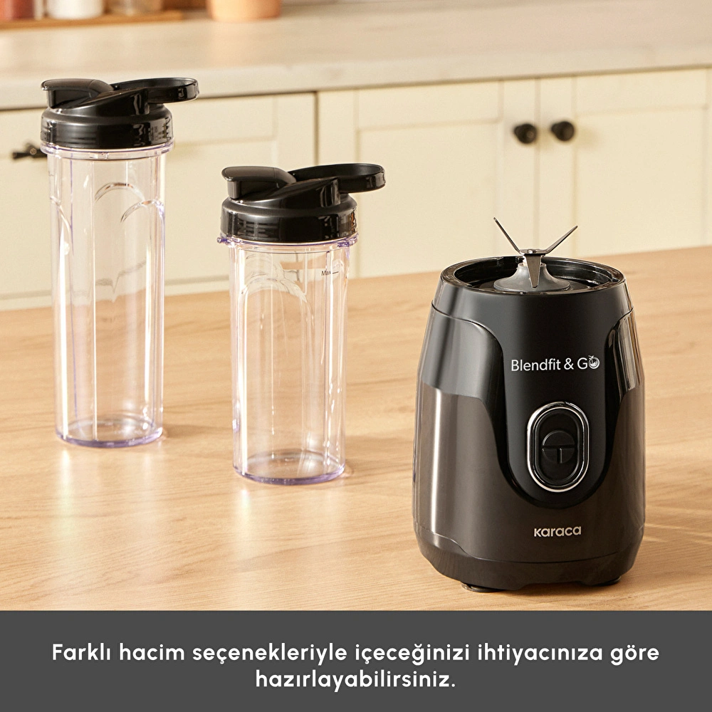 Karaca Blendfit Go Personal Kişisel Smoothie Blender Çift Hazne Siyah 600ml & 400ml görseli 5