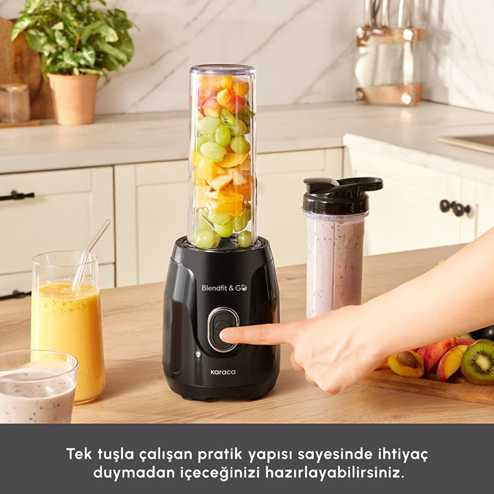 Karaca Blendfit Go Personal Kişisel Smoothie Blender Çift Hazne Siyah 600ml & 400ml görseli 8