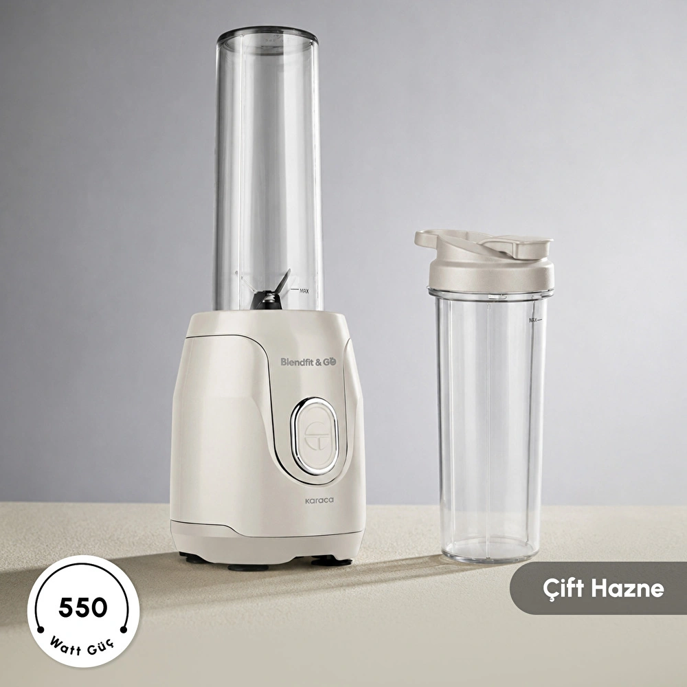 Karaca Blendfit Go Personal Kişisel Smoothie Blender Çift Hazne Starlight 600ml & 400ml görseli 3