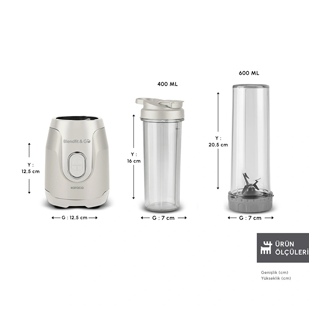 Karaca Blendfit Go Personal Kişisel Smoothie Blender Çift Hazne Starlight 600ml & 400ml görseli 2