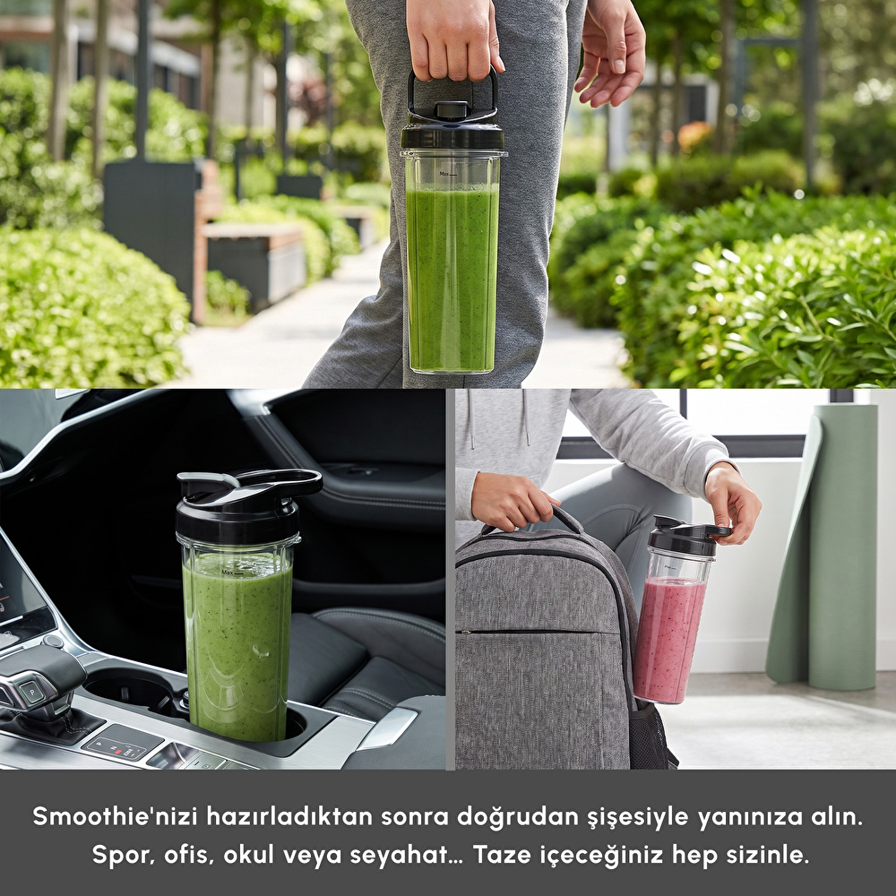 Karaca Blendfit Go Smoothie Blender Set 1000 ml+600 ml Antrasit görseli 6