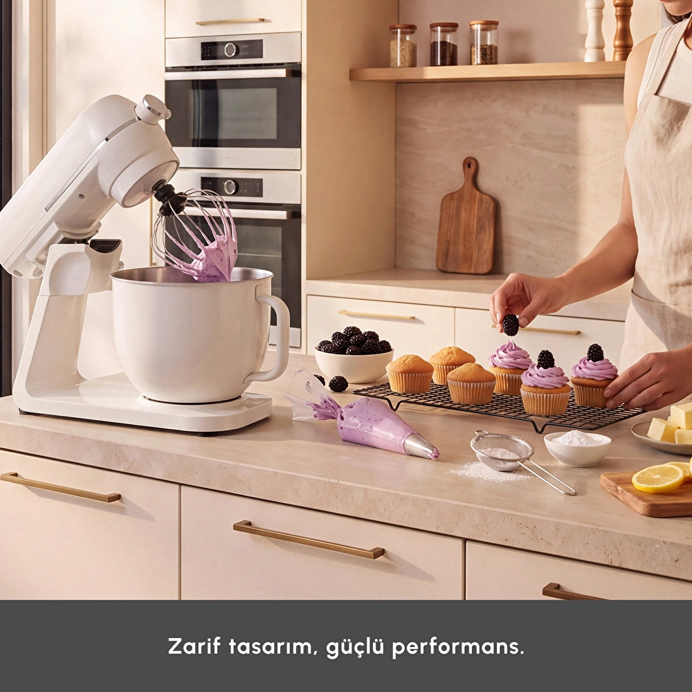 Karaca Multichef Artisan Renkli Hazneli Digital Ekran Tam Döküm Hamur Yoğurma Makinesi Cream 7L görseli 5