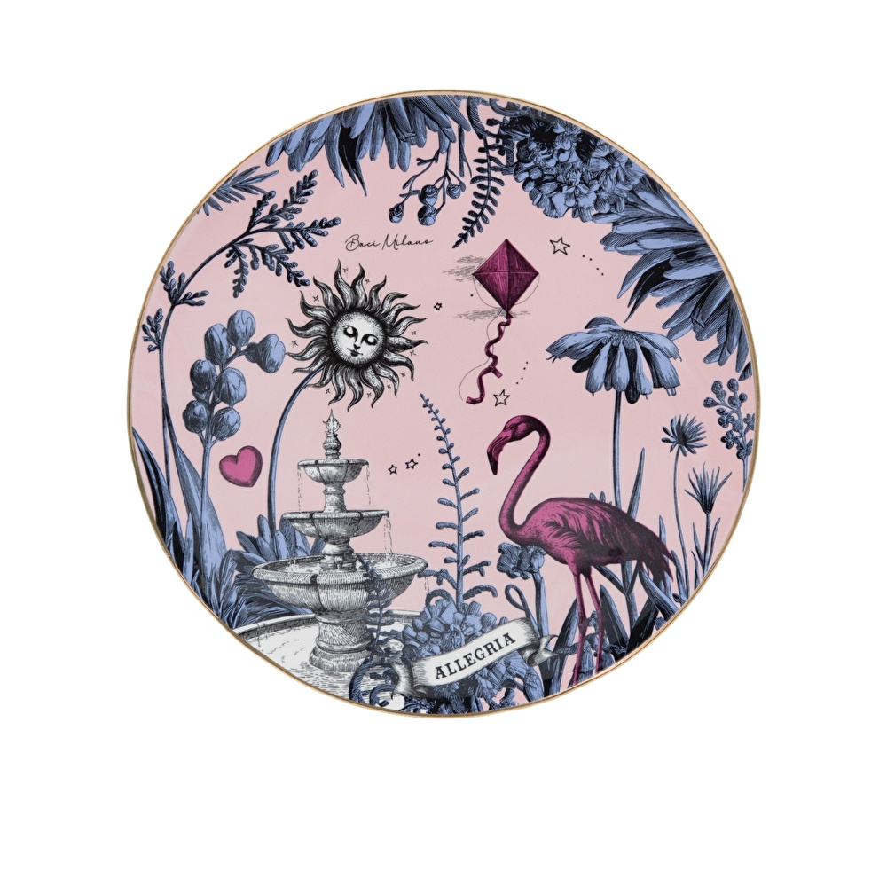 Baci Milano Allegria Pembe Desenli Porselen Servis Tabağı / Supla 32 cm görseli 4