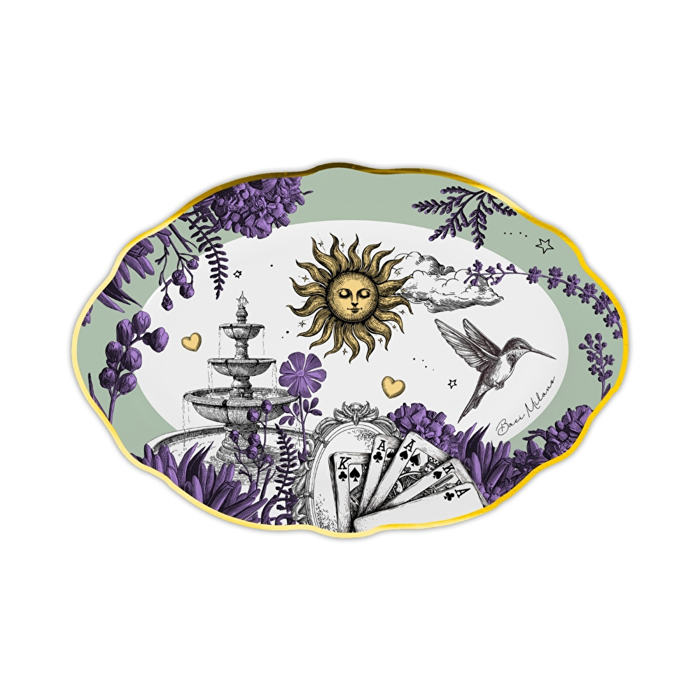 Baci Milano Allegria Yeşil Porselen Oval Servis Tabağı 35x24 cm görseli 2
