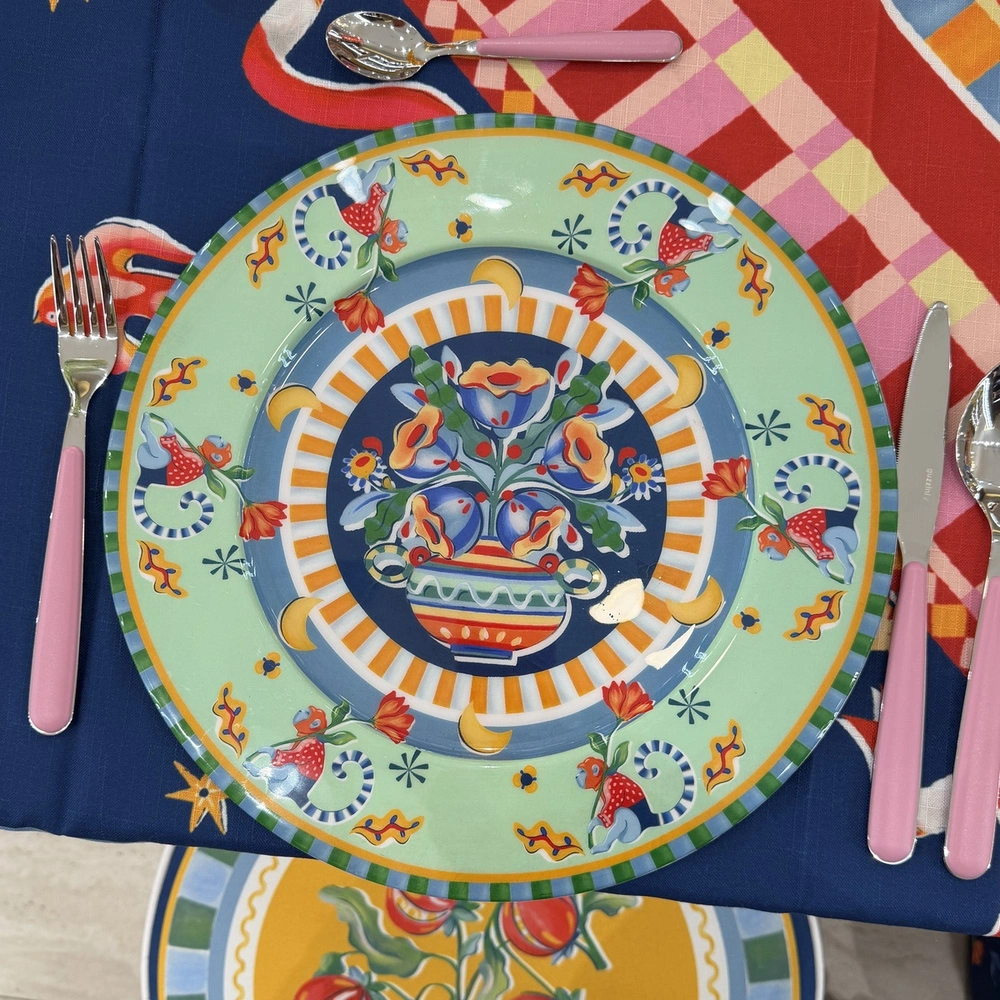Baci Milano Dolce Far Niente Çiçekli Vazo Desenli Yeşil Supla Ø 33 cm görseli 5