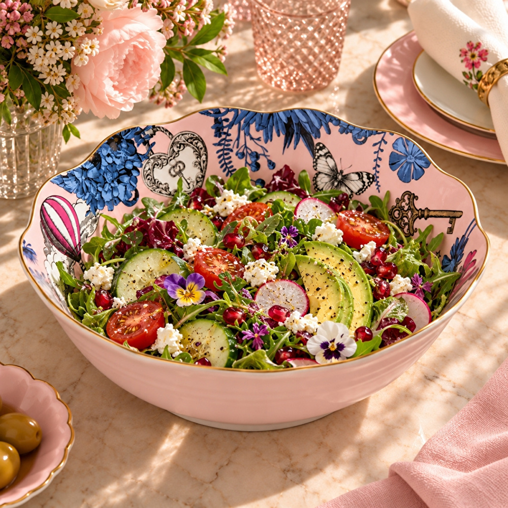 Baci Milano Allegria Pembe Desenli Salata Kasesi  Ø 26 cm, H 11 cm görseli 2