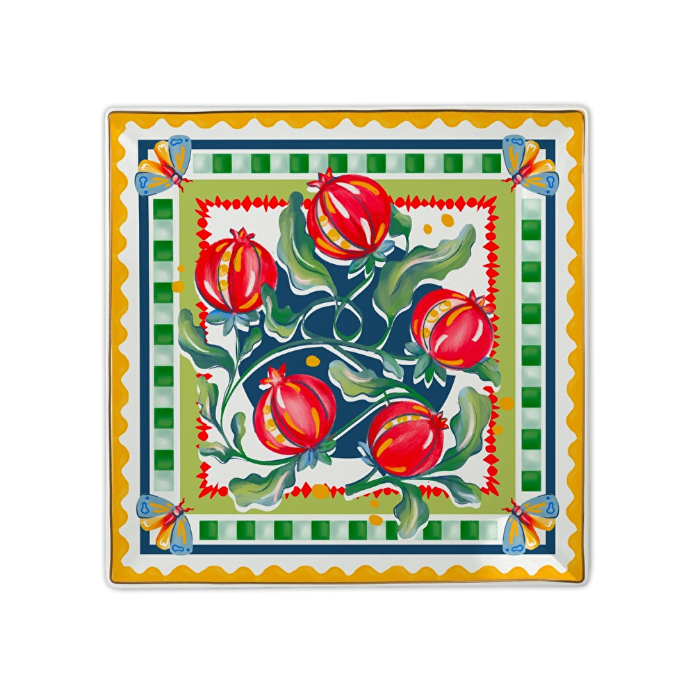Baci Milano Dolce Far Niente Nar Desenli Kare Porselen Tabak 15x15 cm görseli 2