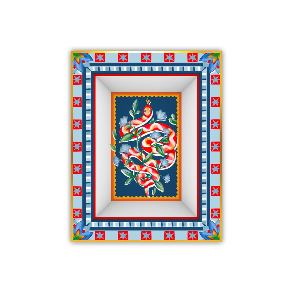 Baci Milano Dolce Far Niente Mavi Desenli Dikdörtgen Porselen Tabak 19,5x15,5 cm görseli 3