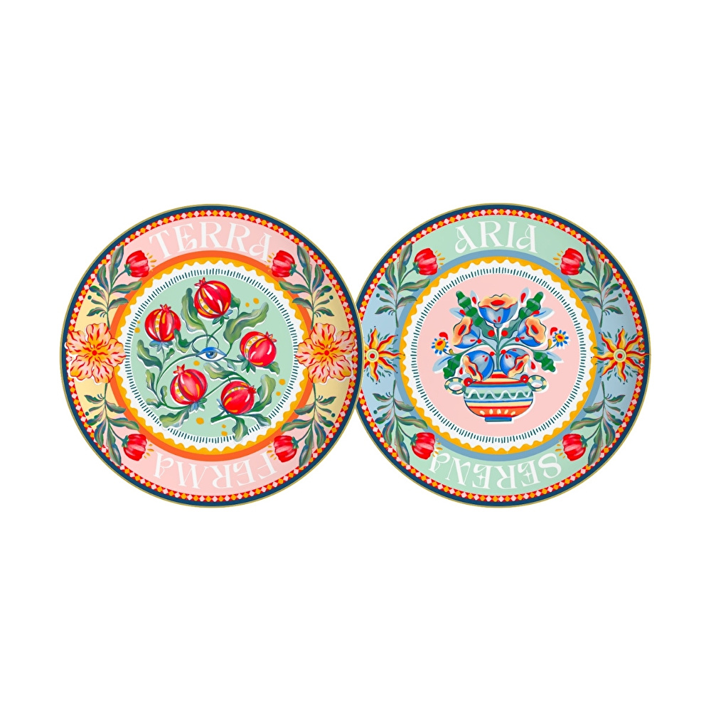 Baci Milano Dolce Far Niente Karışık Desenli 6 Parça Mix Porselen Servis Tabağı 28 cm görseli 3