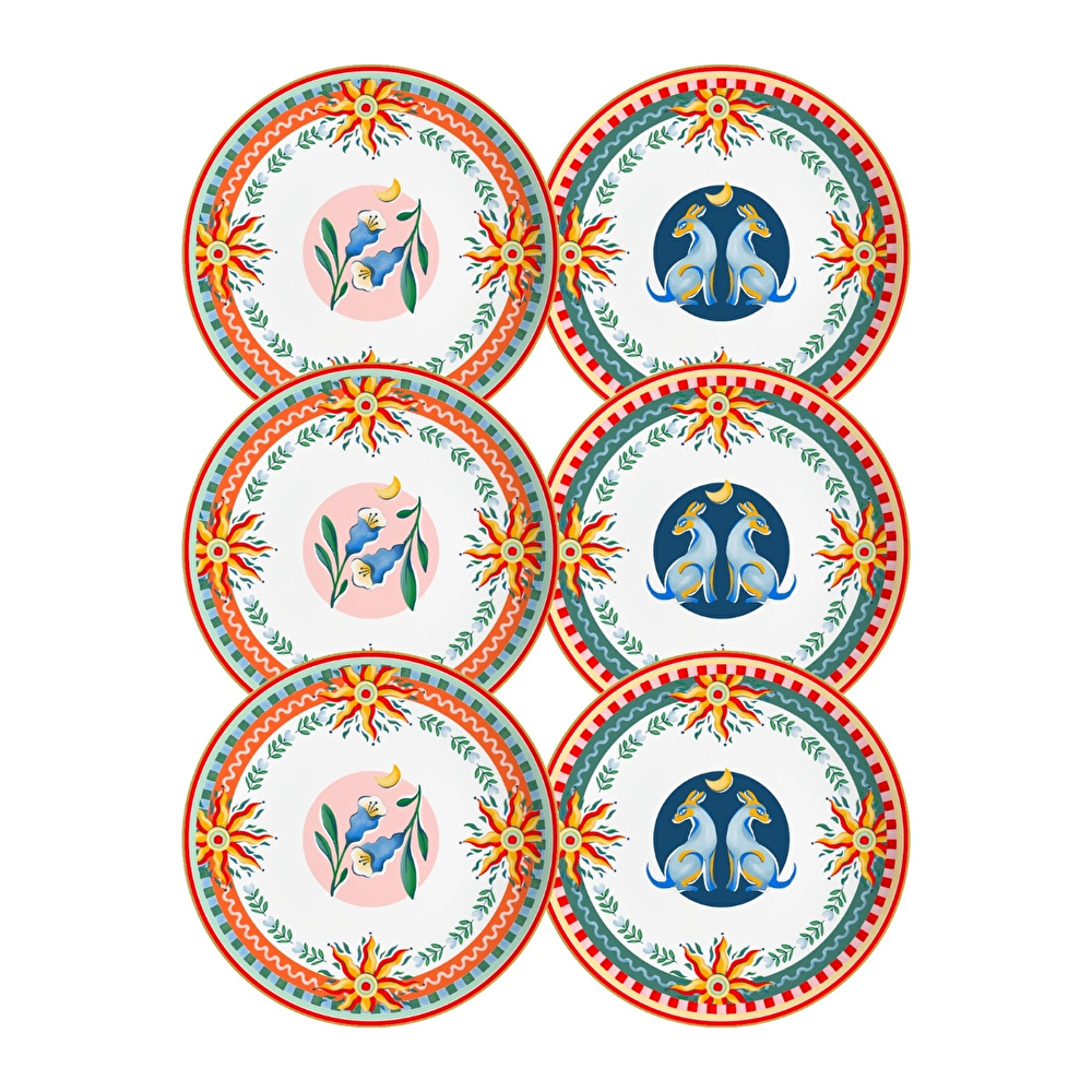 Baci Milano Dolce Far Niente Karışık Desenli 6 Parça Mix Porselen Çukur Tabağı 22 cm görseli 6