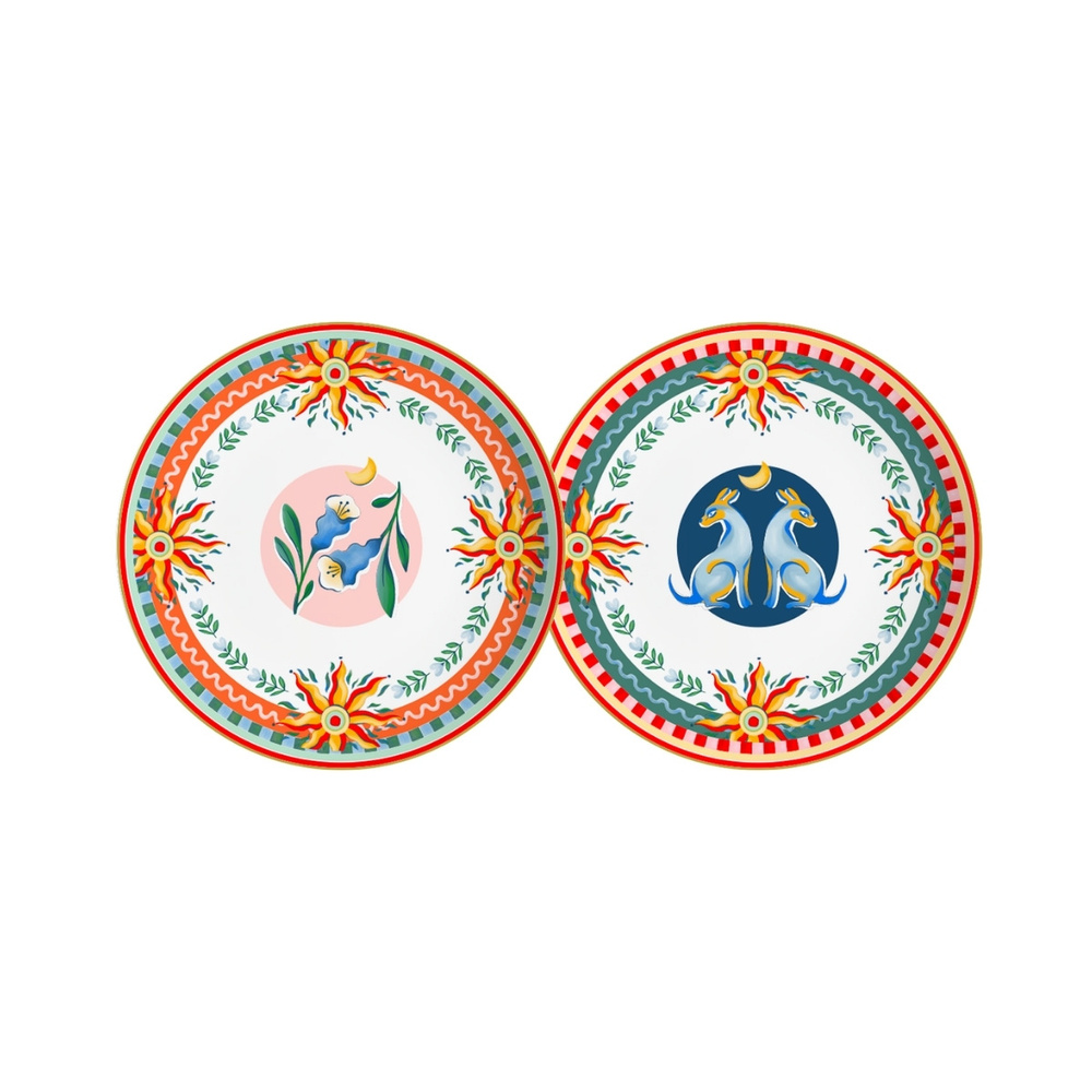 Baci Milano Dolce Far Niente Karışık Desenli 6 Parça Mix Porselen Çukur Tabağı 22 cm görseli 3