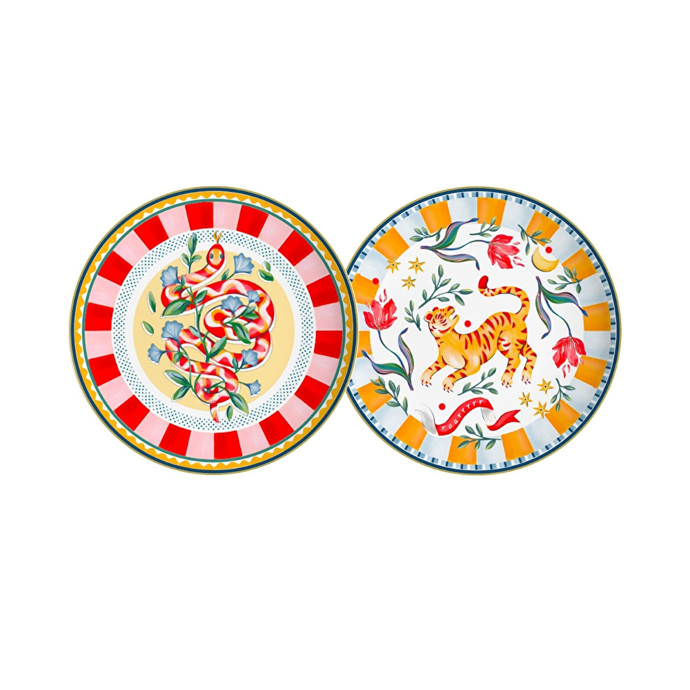 Baci Milano Dolce Far Niente Karışık Desenli 6 Parça Mix Porselen Pasta Tabağı 22 cm görseli 2