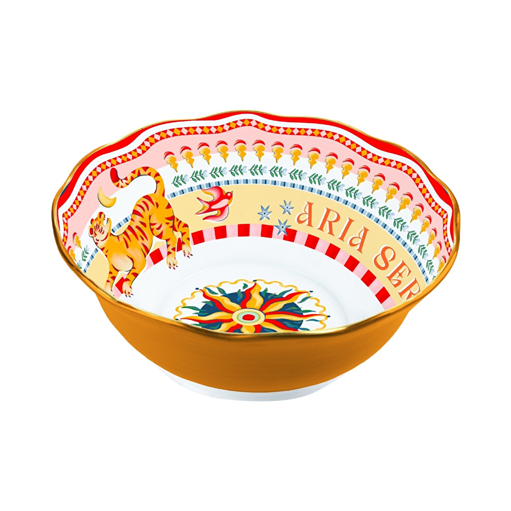 Baci Milano Dolce Far Niente Güneş Desenli Salata Kasesi Turuncu  Ø 26 cm, H 11 cm görseli 3