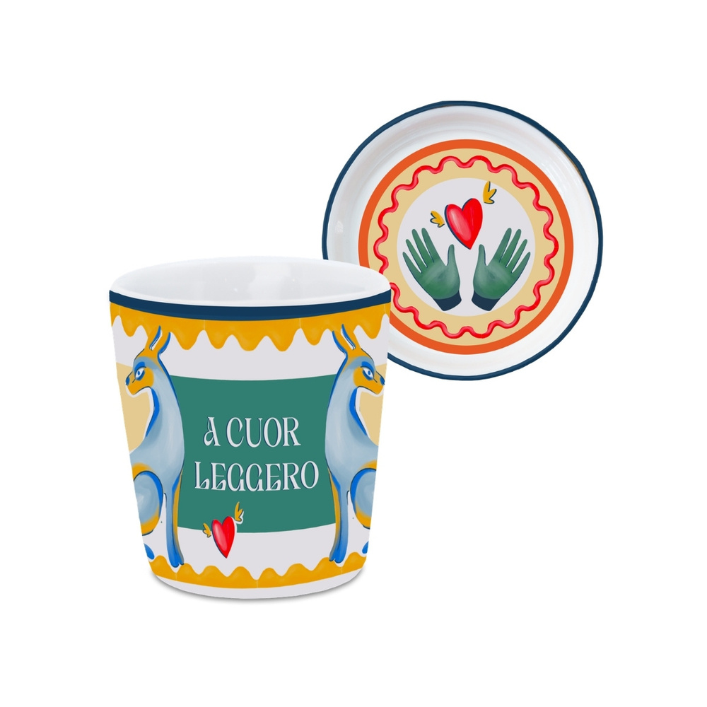 Baci Milano Dolce Far Niente Tavşan Desenli Kapaklı/Tabaklı Espresso Bardağı   Ø 5,5 cm, H 7 cm görseli 1