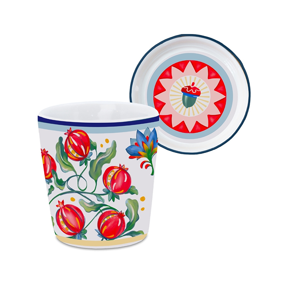 Baci Milano Dolce Far Niente Nar Desenli Kapaklı/Tabaklı Espresso Bardağı   Ø 5,5 cm, H 7 cm görseli 2