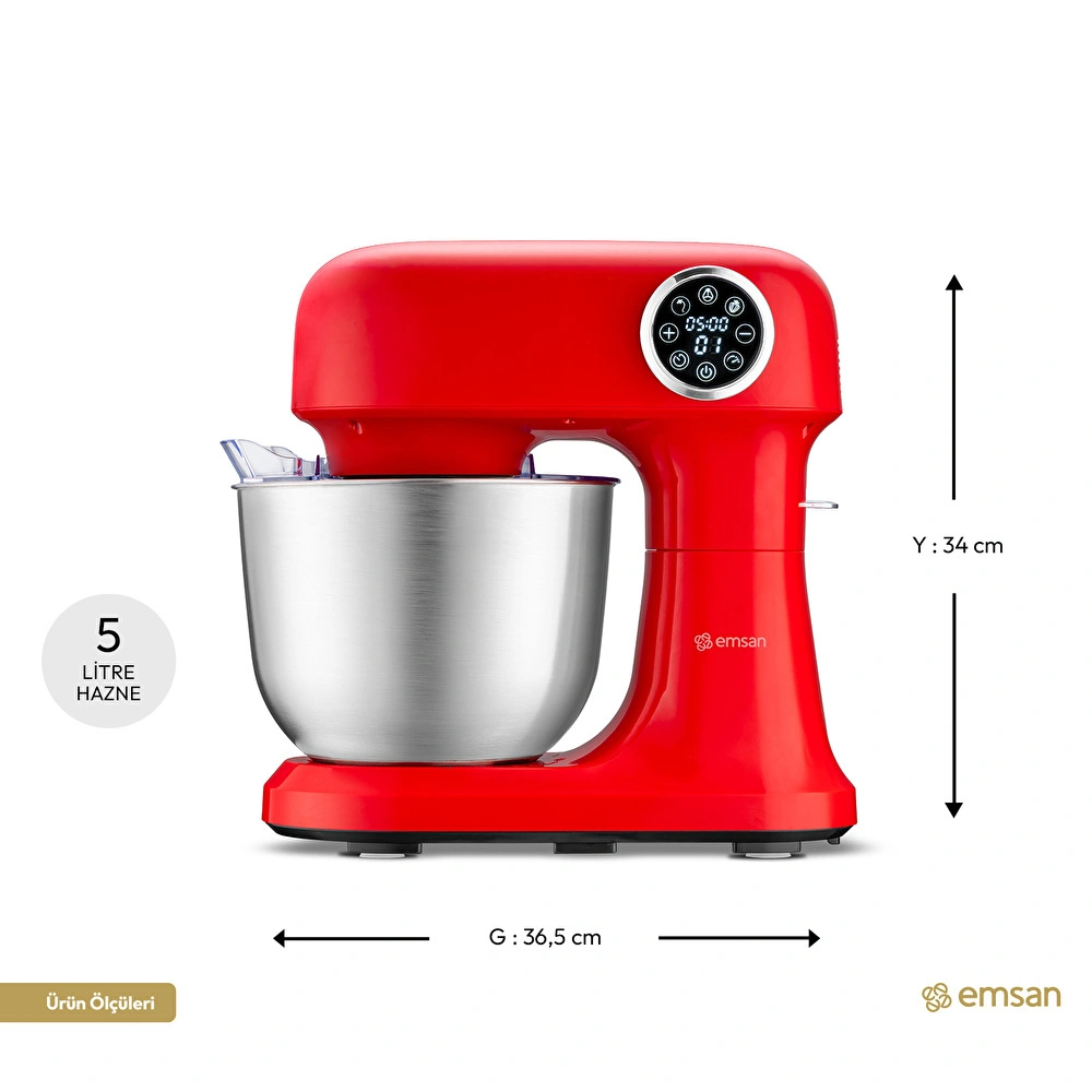 Emsan Bella Gusto Pro Dijital Ekranlı Stand Mikser Kırmızı 1500W görseli 2