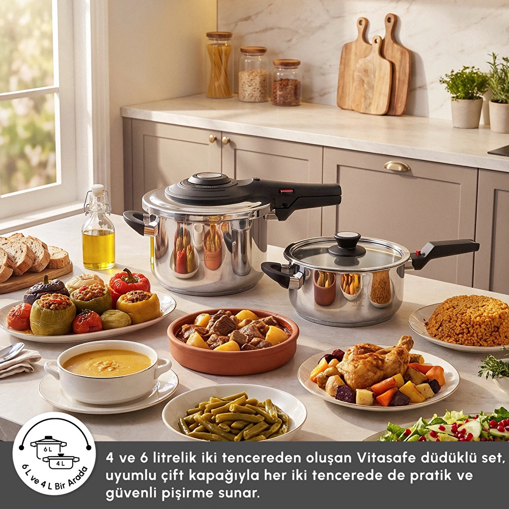 Karaca Vitasafe Düdüklü Tencere Seti 4+6 Litre görseli 3