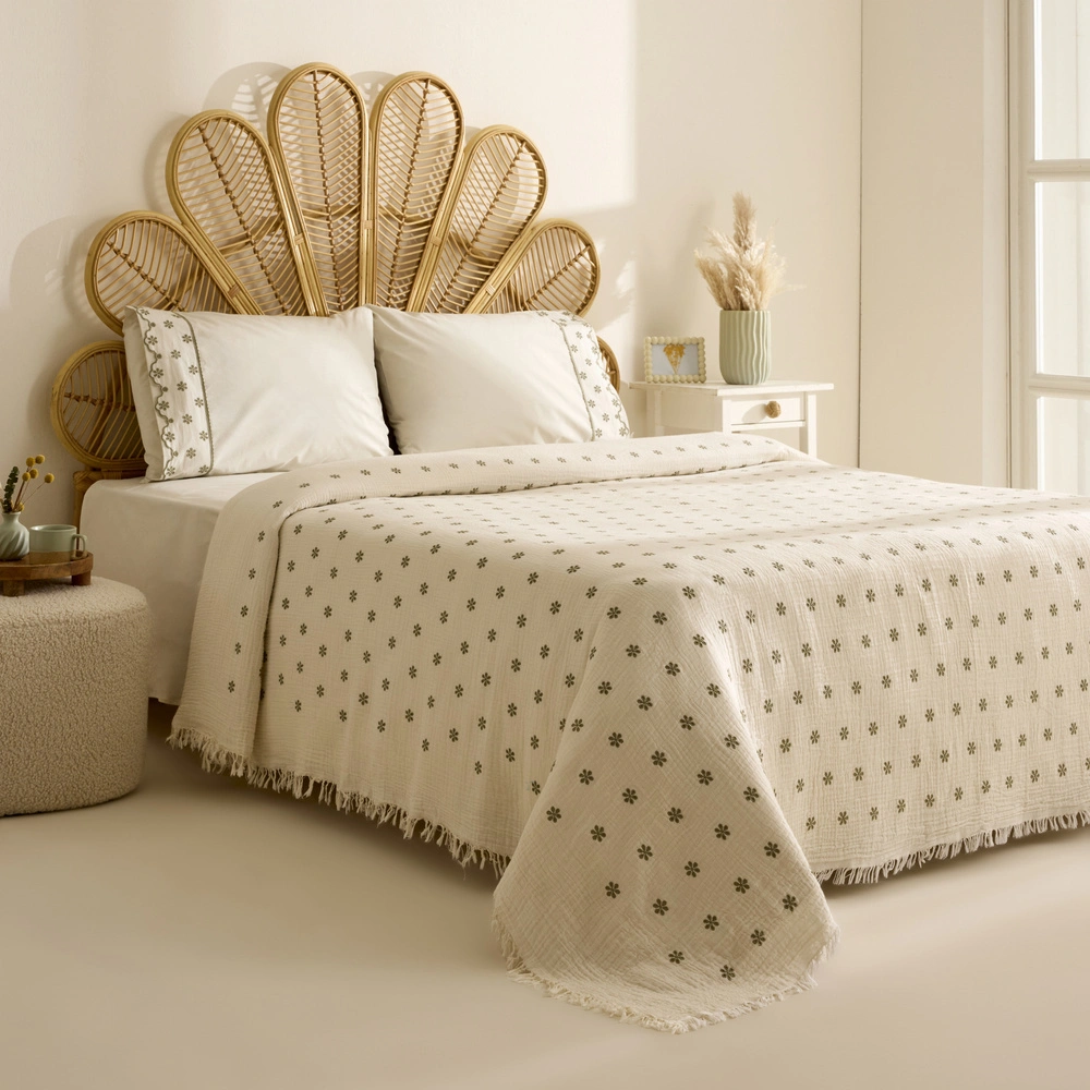 Karaca Home Carezza Brodeli Muslin Çift Kişilik Pike Takımı Yeşil görseli 2