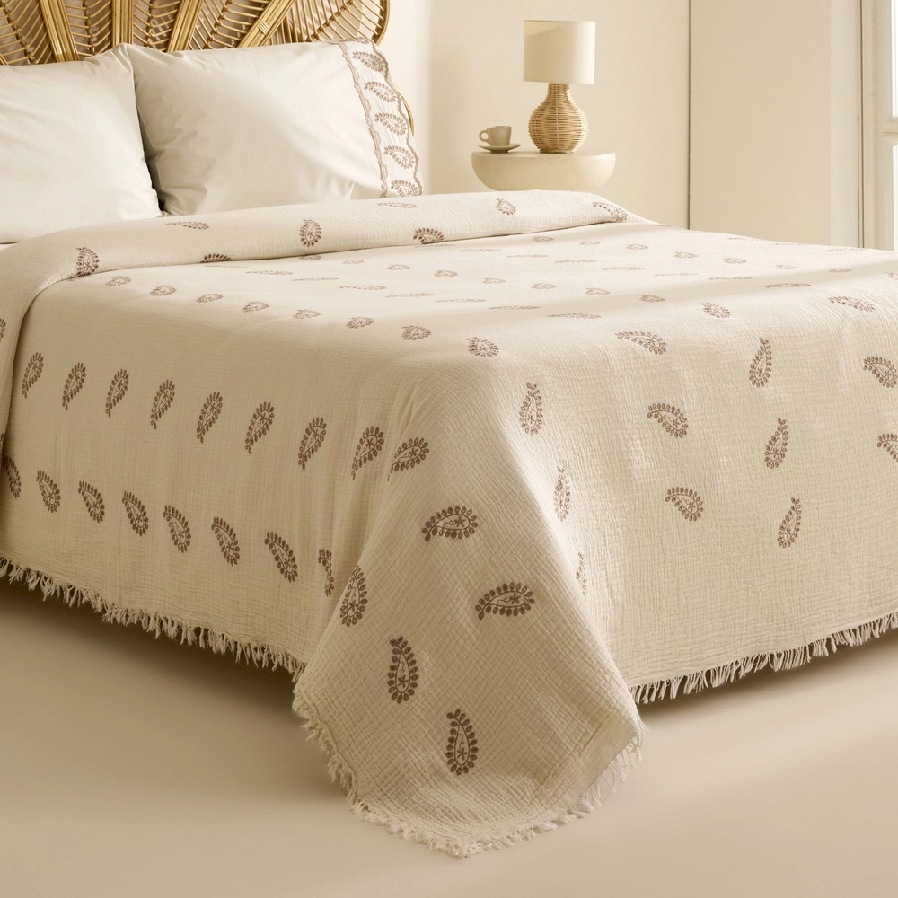 Karaca Home Incanto Brodeli Müslin Çift Kişilik Pike Takımı Vizon görseli 4