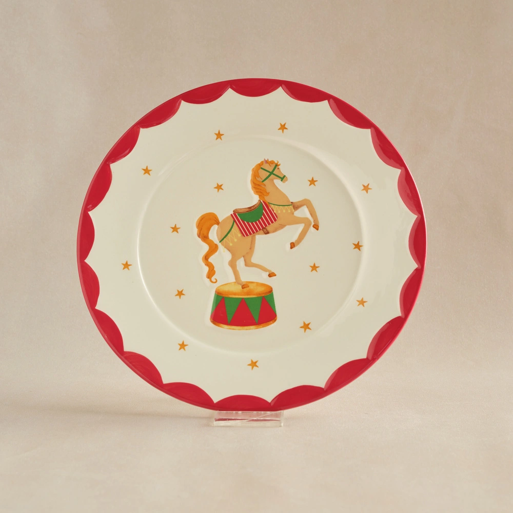 Karaca New Year Yılbaşı Carousel Servis Tabağı 26,5 cm görseli 1