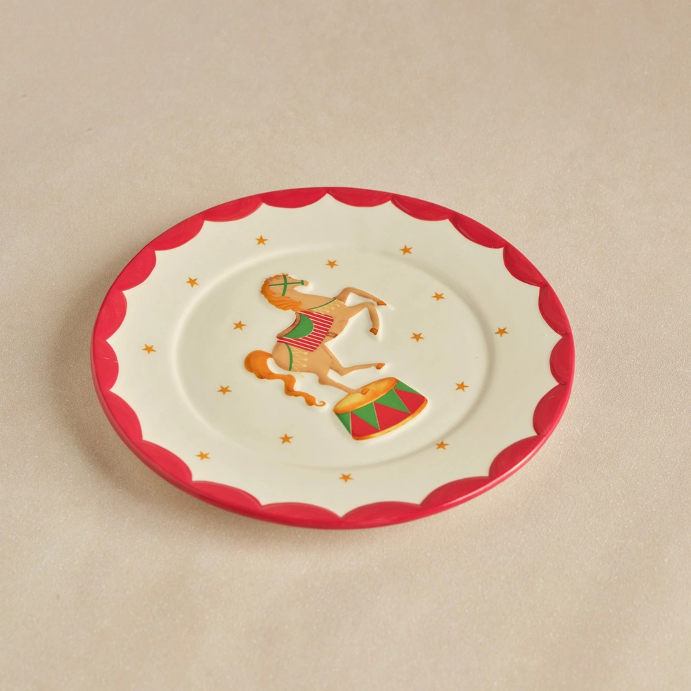 Karaca New Year Yılbaşı Carousel Pasta Tabağı Horse 20 cm görseli 2