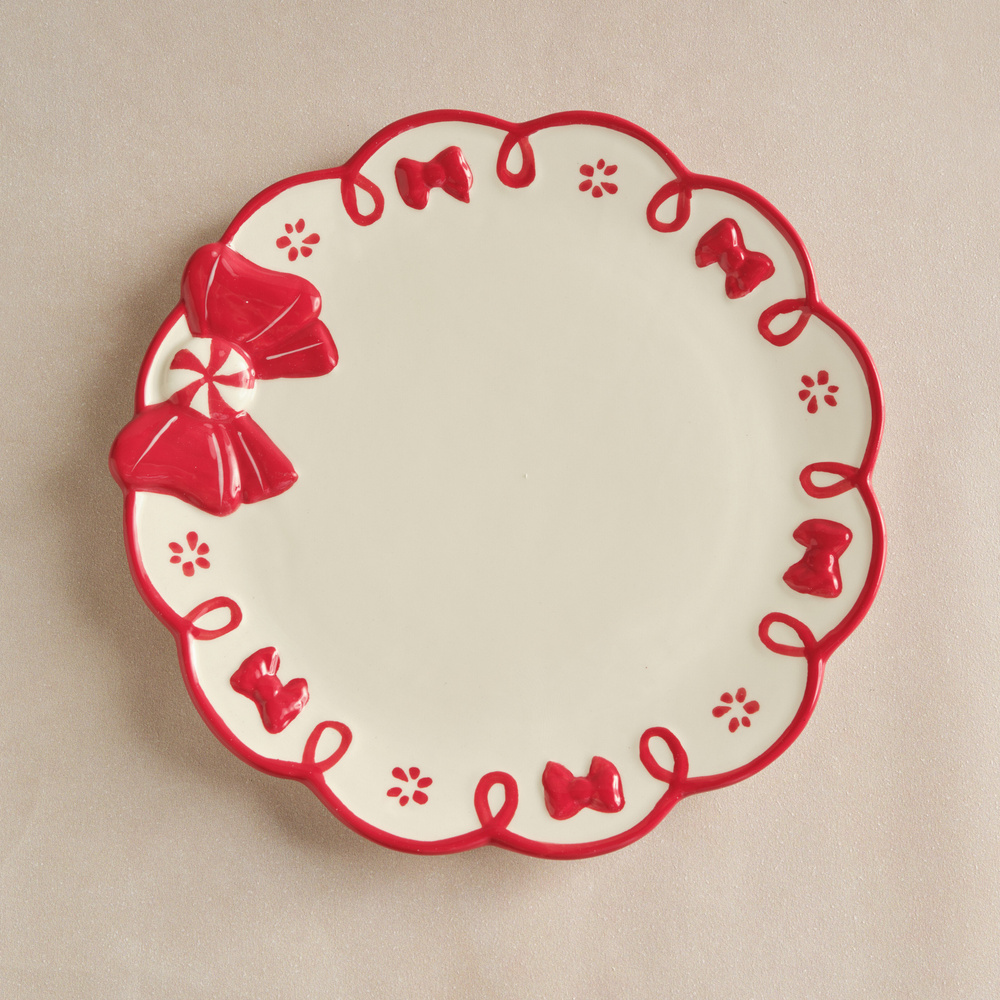 Karaca New Year Ribbon Servis Tabağı 24,5 cm görseli 2