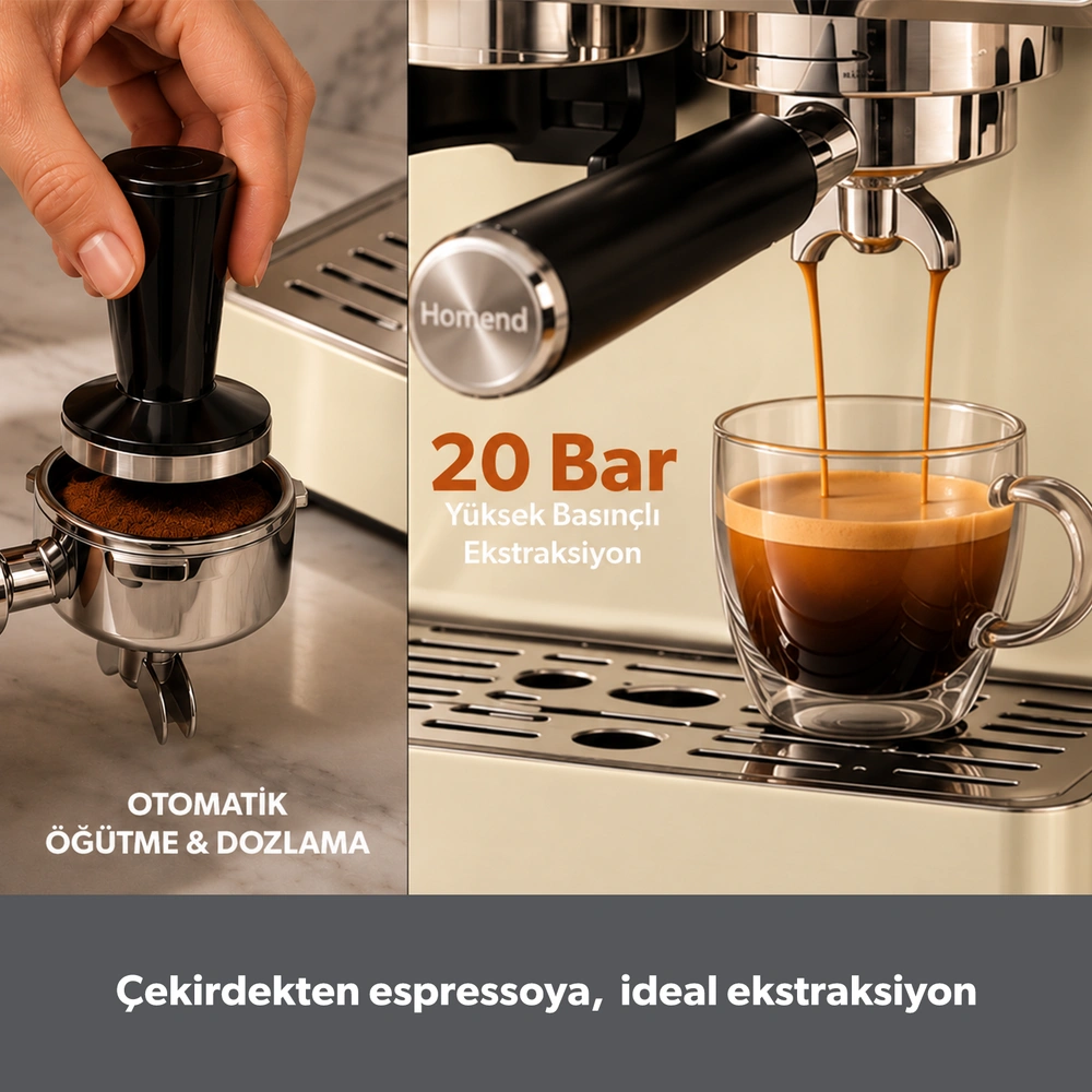 Jumbo X Homend LattePrimo 5018H Barista Tipi Çekirdek Öğütücülü Espresso Makinesi, 20 Sıcak ve Soğuk İçecek görseli 5