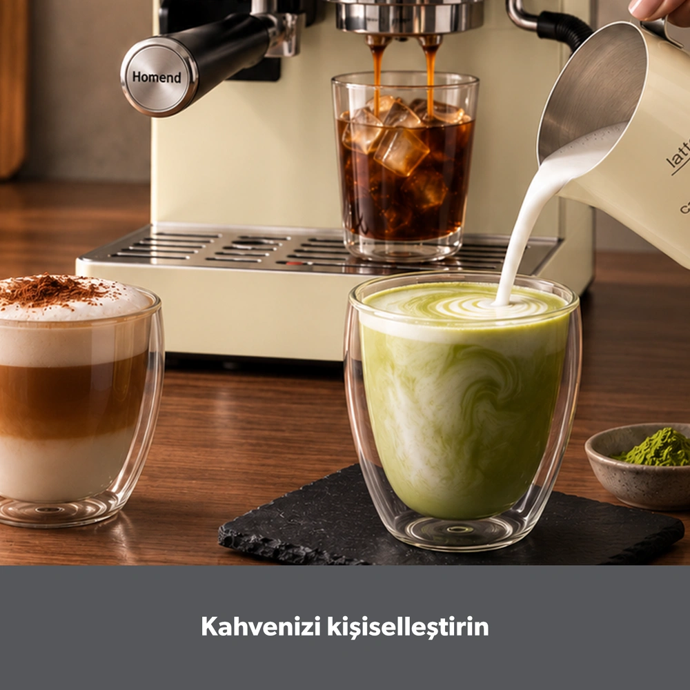 Jumbo X Homend LattePrimo 5018H Barista Tipi Çekirdek Öğütücülü Espresso Makinesi, 20 Sıcak ve Soğuk İçecek görseli 7