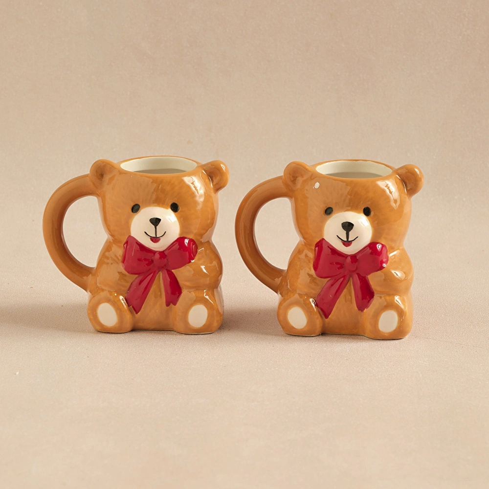 Karaca New Year Yılbaşı Lovely Bear 2 Kişilik Kahve Fincan Takımı 110 ml görseli 3
