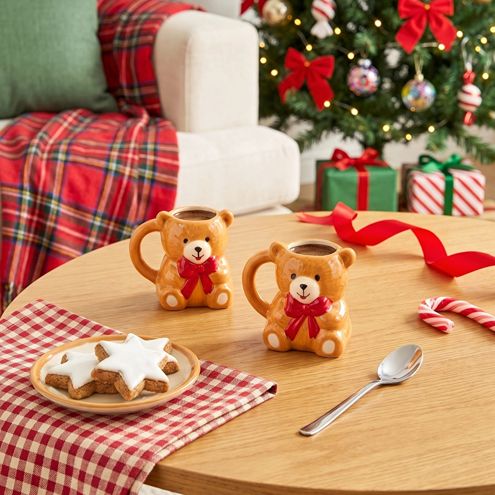 Karaca New Year Yılbaşı Lovely Bear 2 Kişilik Kahve Fincan Takımı 110 ml görseli 2