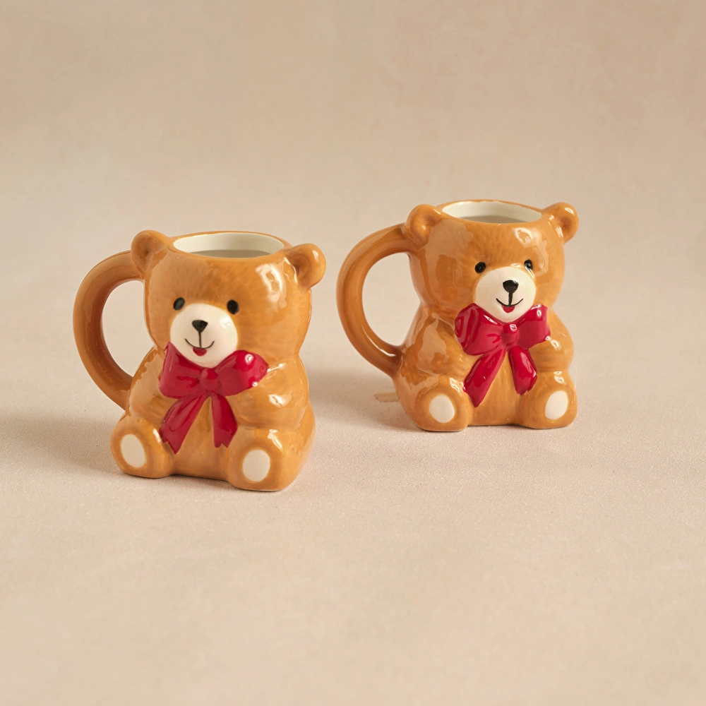 Karaca New Year Yılbaşı Lovely Bear 2 Kişilik Kahve Fincan Takımı 110 ml görseli 1
