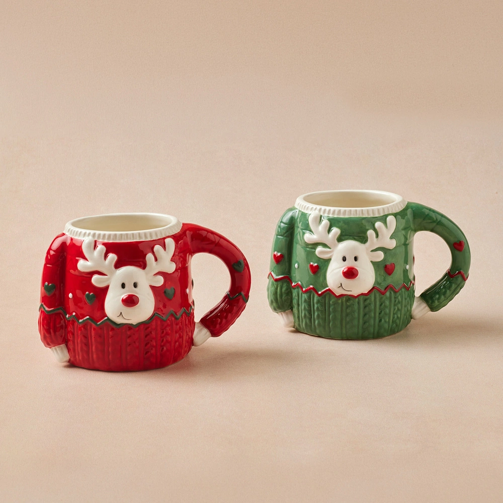 Karaca New Year Yılbaşı Sweater Deer Kırmızı Kupa 400 ml görseli 2