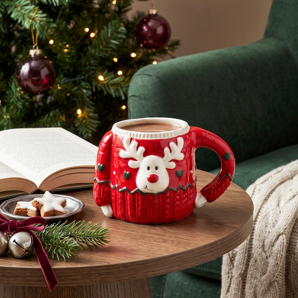 Karaca New Year Yılbaşı Sweater Deer Kırmızı Kupa 400 ml görseli 4
