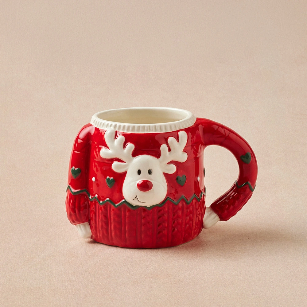 Karaca New Year Yılbaşı Sweater Deer Kırmızı Kupa 400 ml görseli 1