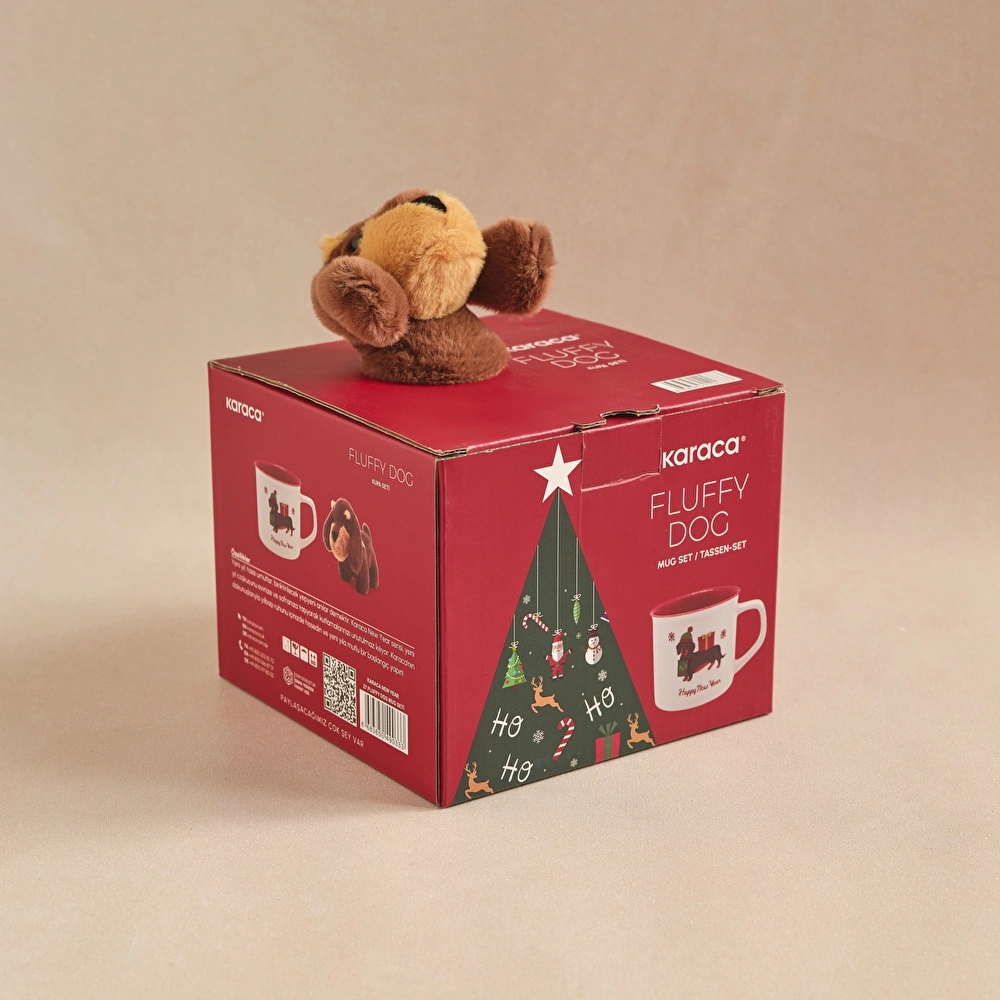 Karaca New Year Yılbaşı Fluffy Dog Peluş Oyuncak Hediyeli Kupa Seti 470 ml görseli 7