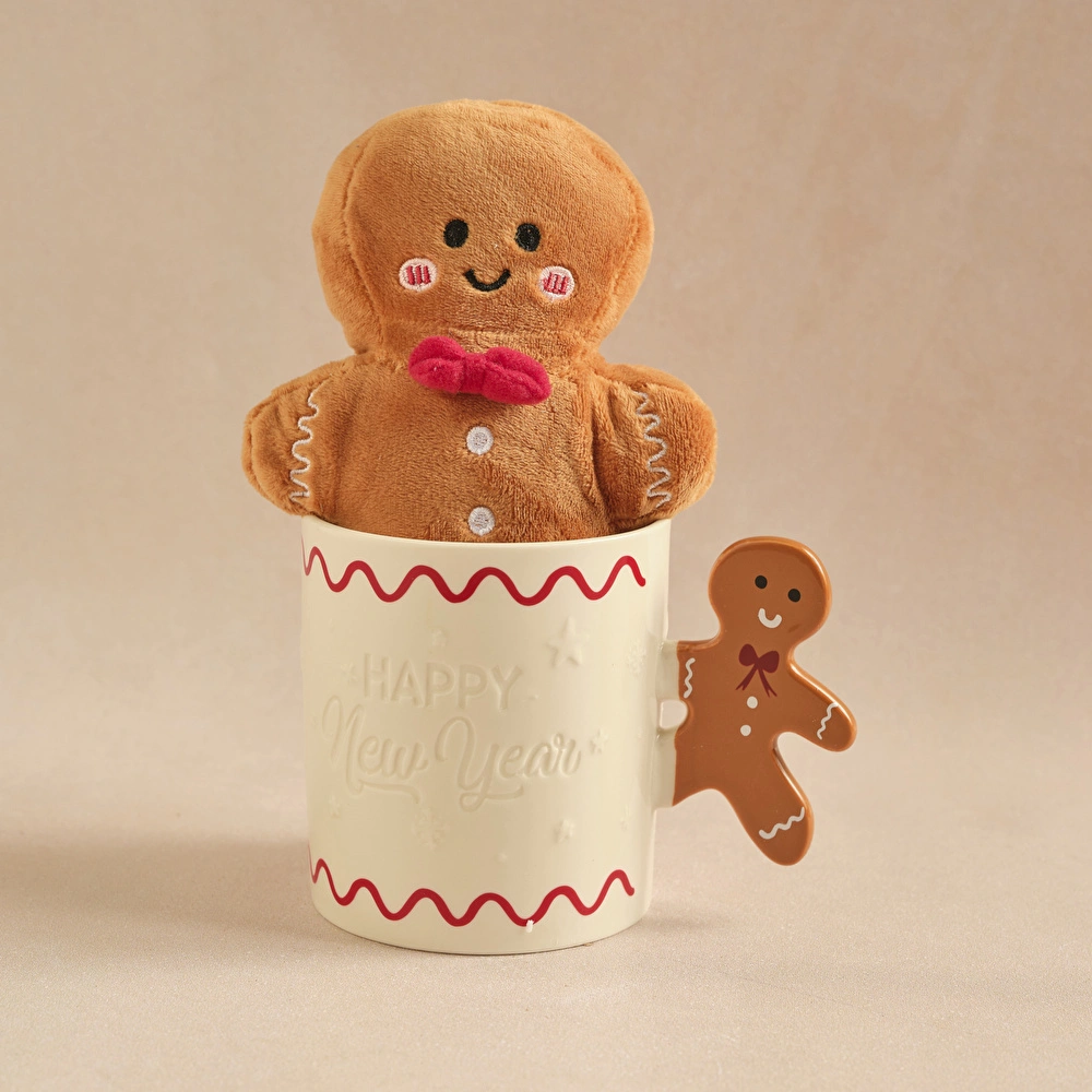 Karaca New Year Yılbaşı Fluffy Cookie Peluş Oyuncak Hediyeli Kupa Seti 460 ml görseli 2